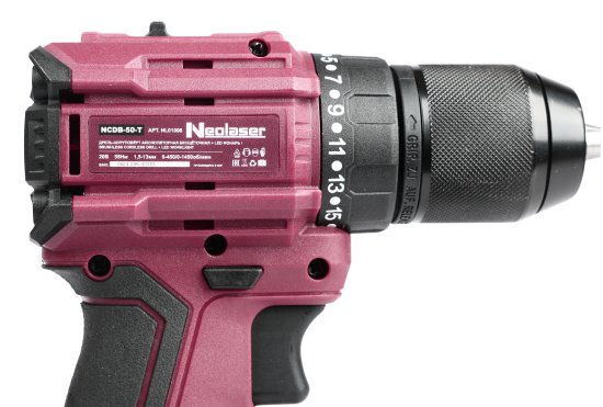 Дрель-шуруповерт аккумуляторная бесщеточная Neolaser NCDB-50-T, 20 В Li-ion 2x2.5 Ач фонарь в комплекте