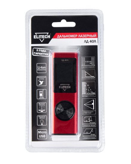 Дальномер лазерный Elitech ЛД40Л, 40 м