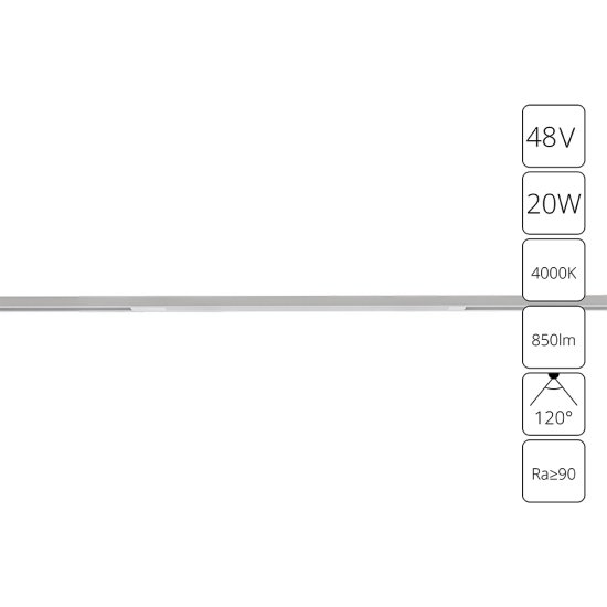 Трековый светильник линейный светодиодный Arte Lamp Optima 20 Вт магнитный 4 м² цвет белый