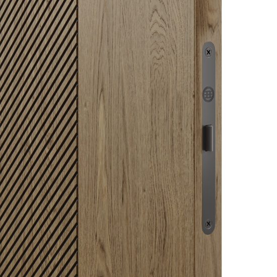 Дверь межкомнатная глухая с замком и петлями в комплекте Синди 60x200 см шпон цвет орех