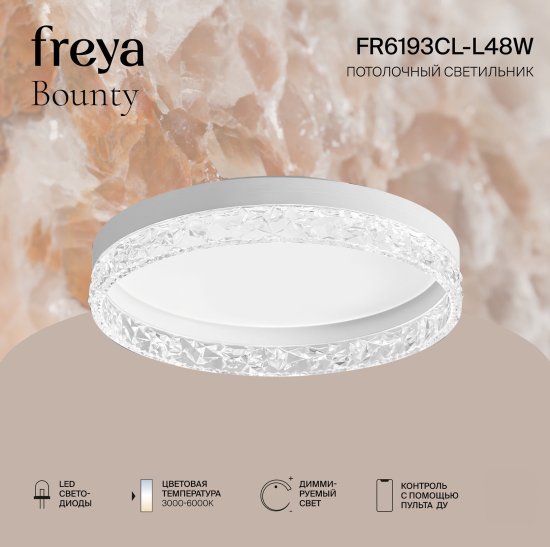 Люстра потолочная светодиодная FR6193CL-L48W с пультом управления 25 м² регулируемый белый свет цвет белый