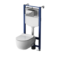 Комплект инсталляция с унитазом AM.PM Pulse Flashclean IS3LM0151.9P1702 безободковый с микролифтом клавиша цвет хром