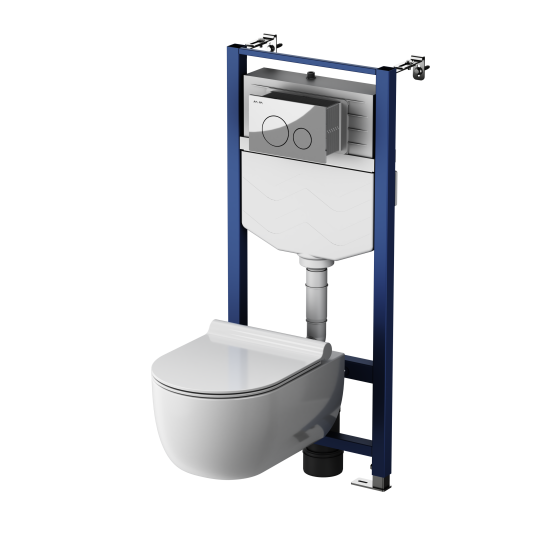 Комплект инсталляция с унитазом AM.PM Pulse Flashclean IS3LM0151.9P1702 безободковый с микролифтом клавиша цвет хром