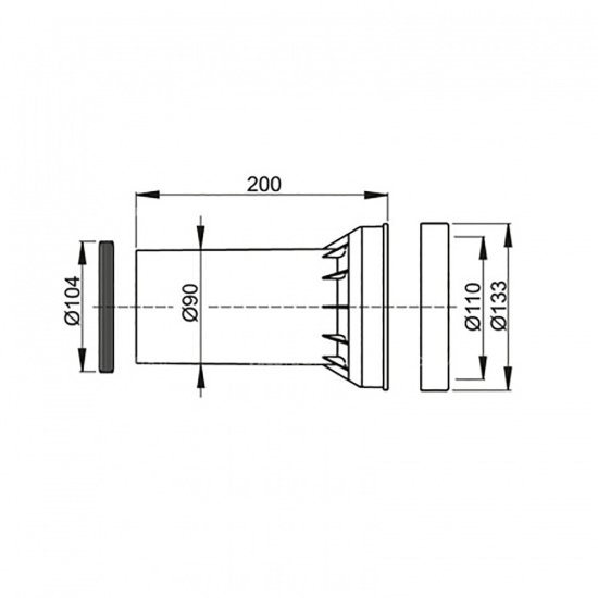 Соединение для подключения подвесного унитаза к канализации Alcadrain d90 мм (535750/1860)