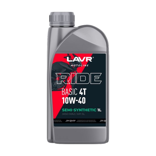 Моторное масло LAVR MOTO RIDE BASIC 4T 10W40 SL, 1 л