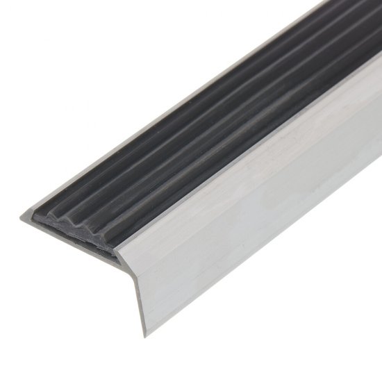 Порог алюминиевый угловой наружный 37,5х23х1800 мм без покрытия с резиновой вставкой