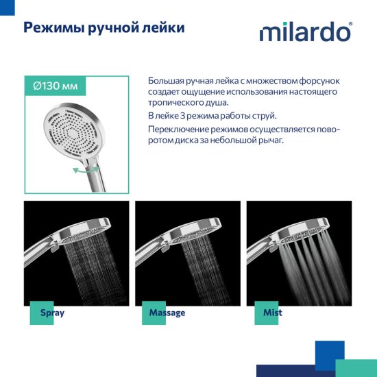 Душевой комплект Milardo Ideal Spa с лейкой со стойкой с мыльницей хром (ILS3C70M16)