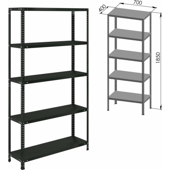 Металлический стеллаж BRABIX ГРАФИТ MS KD-180/40/70-5