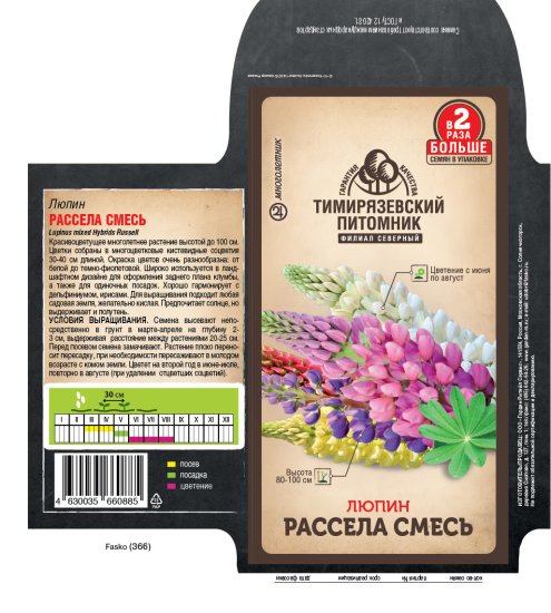 Семена цветов Тимирязевский питомник люпин Рассела