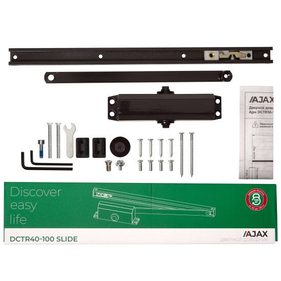 Доводчик дверной Ajax DCTR40-100 Slide 100 кг алюминий цвет коричневый