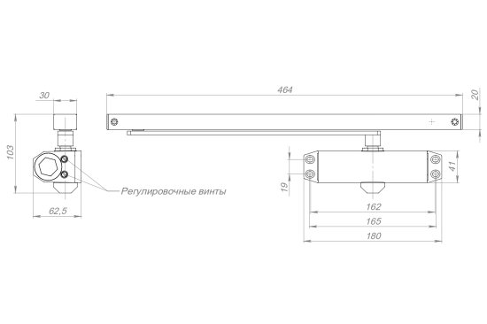 Доводчик дверной Ajax DCTR40-100 Slide 100 кг алюминий цвет коричневый