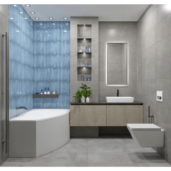 Плитка настенная Azori Cruise Sky 31.5x63 см 1.79 м² глянцевая цвет синий