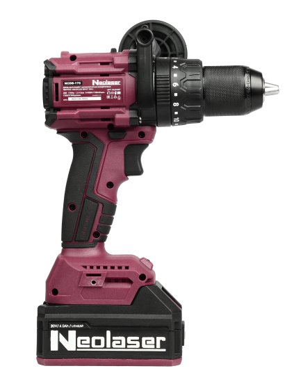 Дрель-шуруповерт аккумуляторная ударная бесщеточная Neolaser NCDB-170, 20 В Li-ion 2x4 Ач