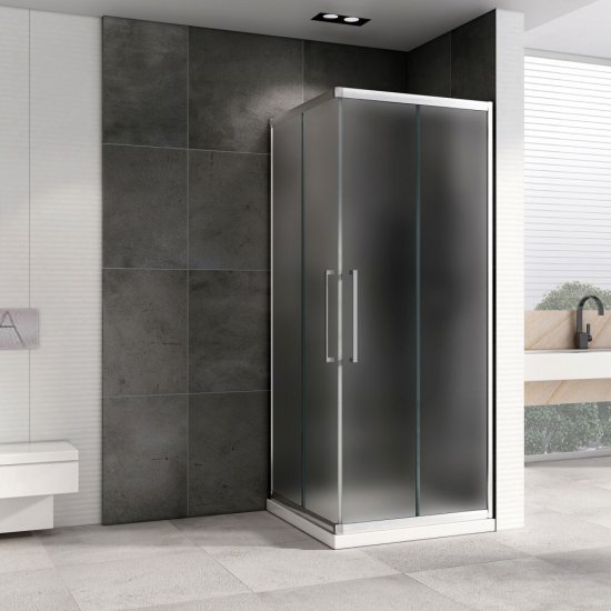 Душевой уголок Abber Schwarzer Diamant хром 90х90х195 см квадрат стекло матовое 6 мм (AG02090MH)