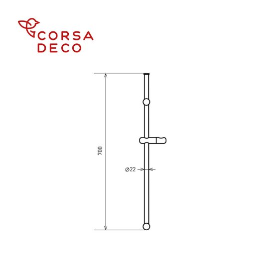 Штанга для душа Corsa Deco AX 700 мм без мыльницы нержавеющая сталь черный (SRAX700SB)