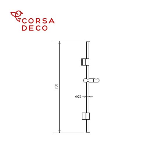 Штанга для душа Corsa Deco CX 700 мм с мыльницей нержавеющая сталь графит (SRCX700SMG)