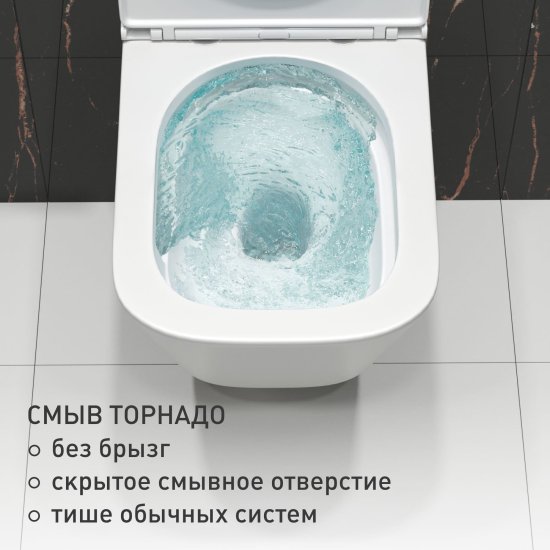 Унитаз подвесной Corsa Deco TX Tornado безободковый с сиденьем дюропласт микролифт смыв торнадо (WHTX500QT)