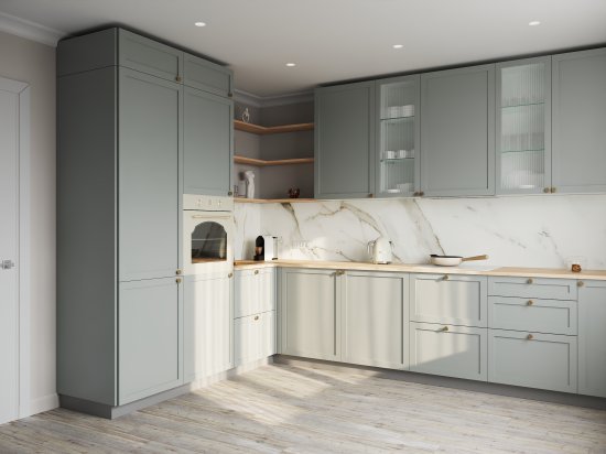 Фасад кухонного шкафа Кинель 44.7x214.1 см KONSENSA массив дерева цвет серо-зеленый