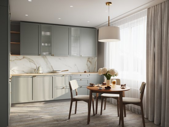 Фасад кухонного шкафа Кинель 44.7x214.1 см KONSENSA массив дерева цвет серо-зеленый