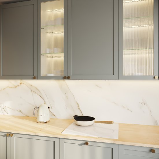 Фасад кухонного шкафа Кинель 44.7x214.1 см KONSENSA массив дерева цвет серо-зеленый