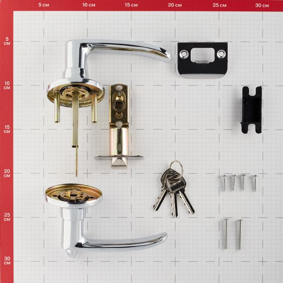 Ручка-защелка с ключом и фиксатором хром (680209)