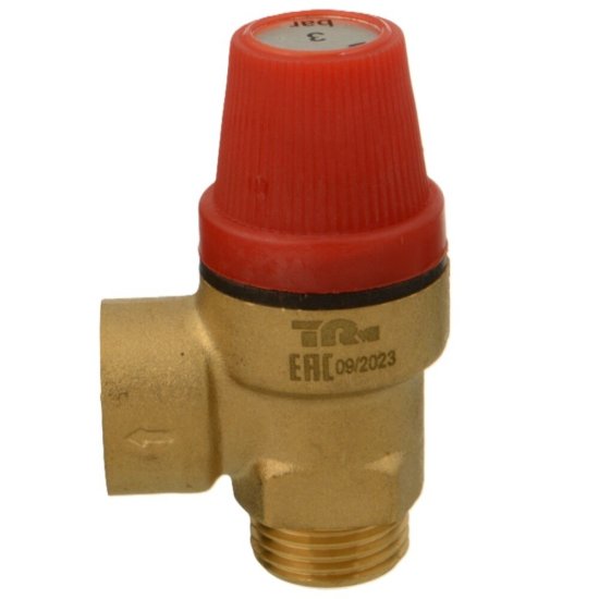 Клапан предохранительный Terma 1/2 НР(ш) х 1/2 ВР(г) 3 бар для систем отопления 120 °С KVs 0,5 (88093)