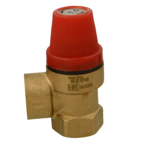 Клапан предохранительный Terma 1/2 ВР(г) х 1/2 ВР(г) 1,5 бар для систем отопления 120 °С KVs 0,5 (88081)
