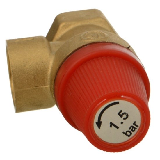 Клапан предохранительный Terma 1/2 ВР(г) х 1/2 ВР(г) 1,5 бар для систем отопления 120 °С KVs 0,5 (88081)