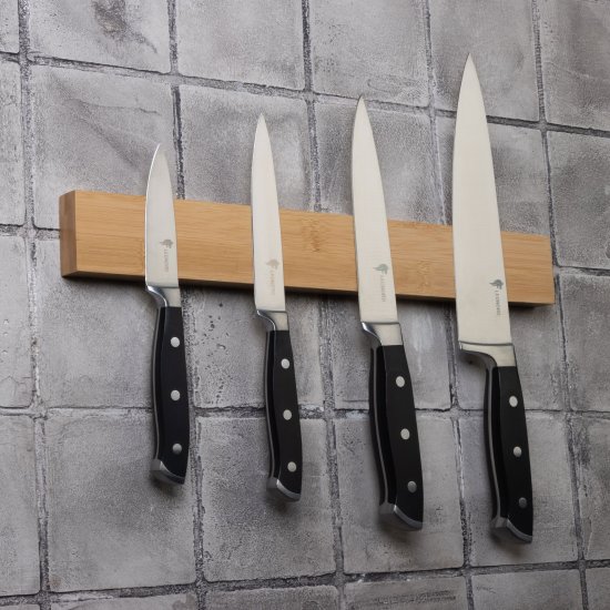 Держатель для ножей магнитный Leonord 38x5x2 см бамбук цвет бежевый