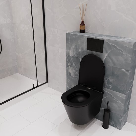 Унитаз подвесной Corsa Deco NX Tornado безободковый черный с сиденьем дюропласт микролифт (WHNX520STB)