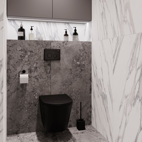 Унитаз подвесной Corsa Deco NX Tornado безободковый черный с сиденьем дюропласт микролифт смыв торнадо (WHNX520STB)