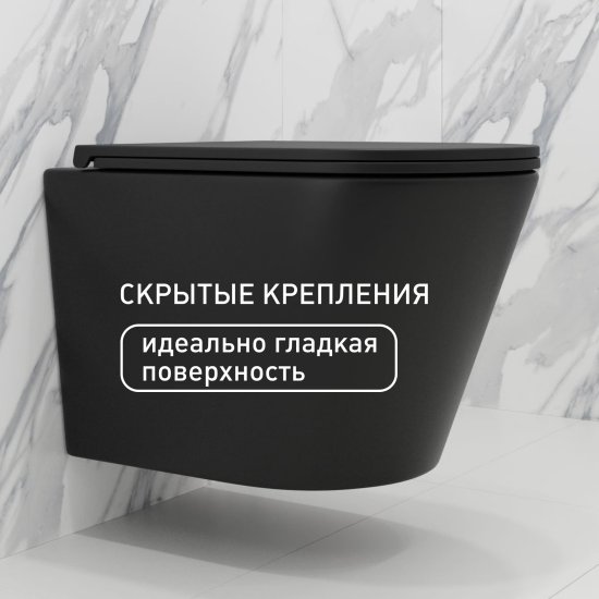 Унитаз подвесной Corsa Deco NX Tornado безободковый черный с сиденьем дюропласт микролифт смыв торнадо (WHNX520STB)
