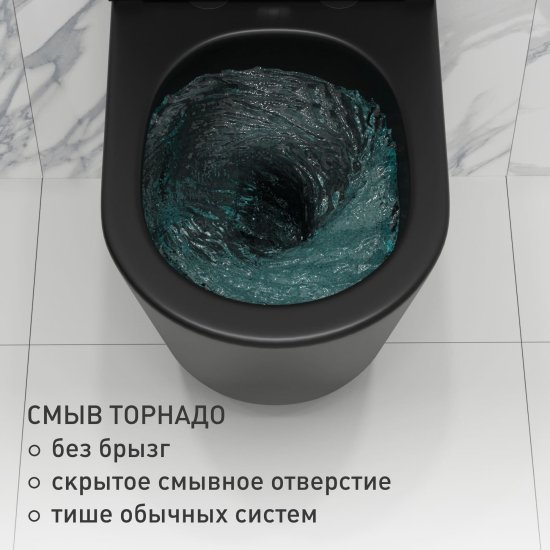 Унитаз подвесной Corsa Deco NX Tornado безободковый черный с сиденьем дюропласт микролифт смыв торнадо (WHNX520STB)