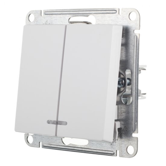 Выключатель Systeme Electric AtlasDesign двухклавишный встраиваемый белый с подсветкой (ATN000153)