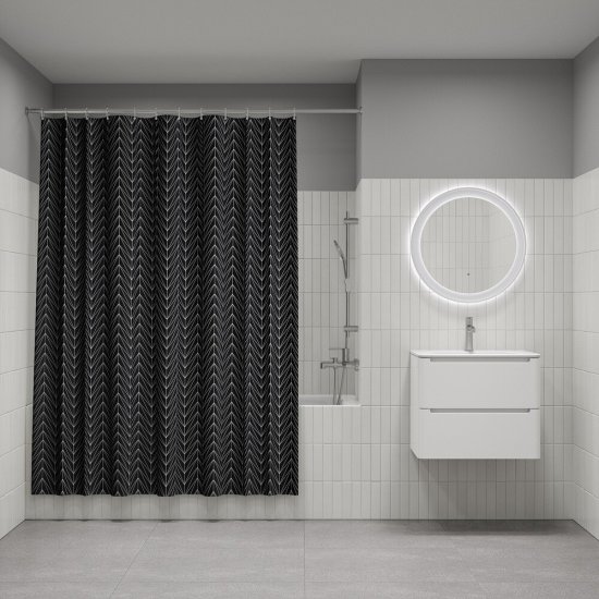 Штора для ванны Iddis 2000х1800 мм полиэстер черная/белая (BB05P18i11)