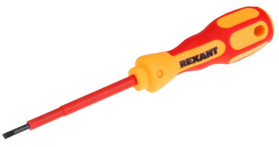 Отвертка прямая диэлектрическая Rexant 12-4711 SL3x75 мм
