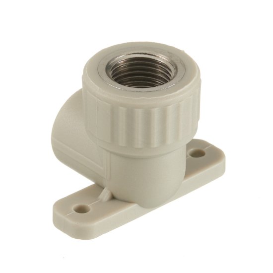 Угол полипропиленовый Valfex комбинированный с креплением 20 мм х 1/2 ВР(г) серый (10120020Г)