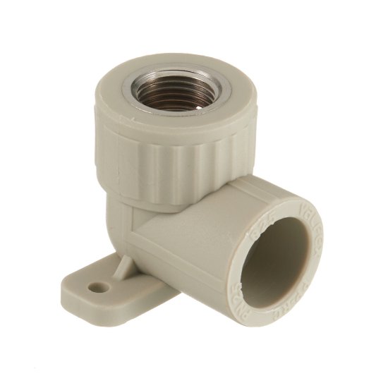 Угол полипропиленовый Valfex комбинированный с креплением 25 мм х 1/2 ВР(г) серый (10120025Г)