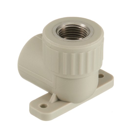 Угол полипропиленовый Valfex комбинированный с креплением 25 мм х 1/2 ВР(г) серый (10120025Г)