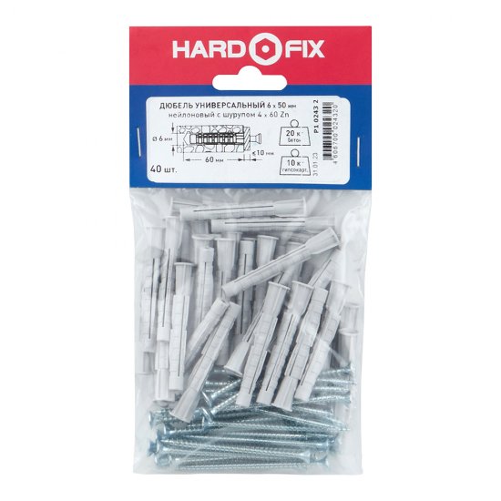 Дюбель универсальный Hard-Fix 6x50 мм нейлон c шурупом (40 шт.)