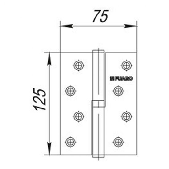 Петля Fuaro карточная левая разъемная 125х75 мм хром