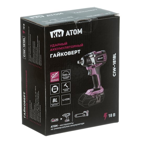 Гайковерт ударный аккумуляторный КМ АТОМ 18 В без АКБ и ЗУ (СIW-181BL)