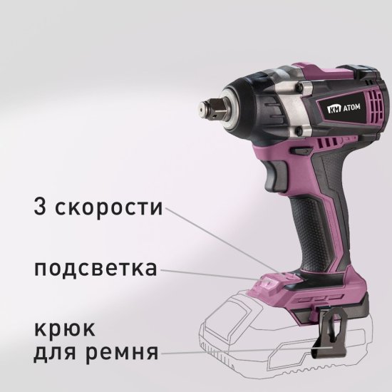 Гайковерт ударный аккумуляторный КМ АТОМ 18 В без АКБ и ЗУ (CIW-181BL)
