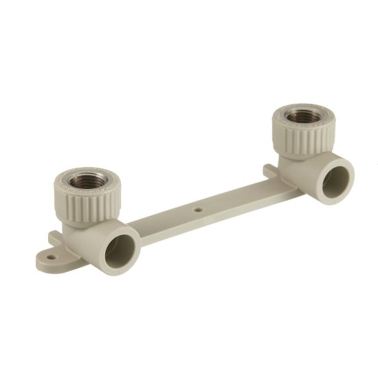 Водорозетка полипропиленовая Valfex двойная 20 мм х 1/2 ВР(г) на планке серая (10124020Г)