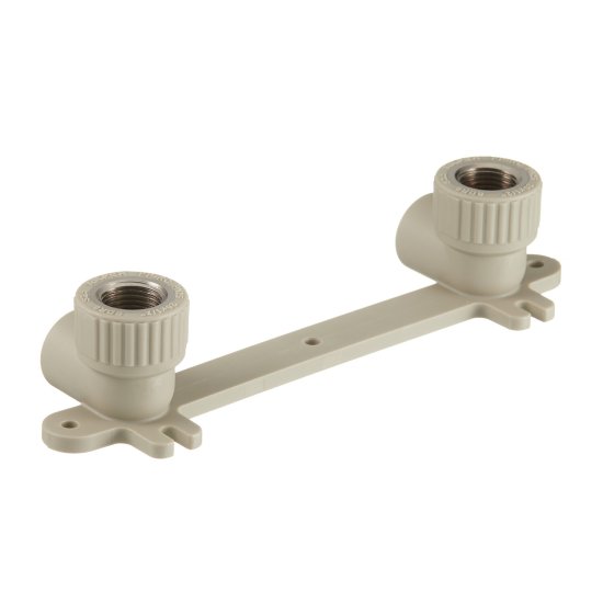 Водорозетка полипропиленовая Valfex двойная 20 мм х 1/2 ВР(г) на планке серая (10124020Г)