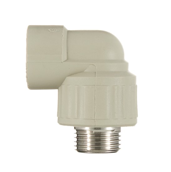 Угол полипропиленовый Valfex комбинированный 20 мм х 1/2 НР(ш) серый (10126020Г)