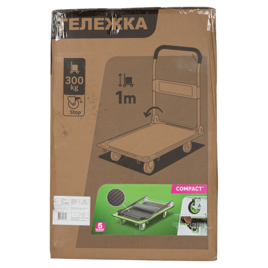 Тележка платформенная с ручкой стальная ТОП500 грузоподъемность 300 кг