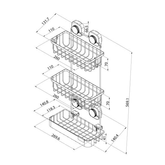 Полка для душа Iddis Soul LM006WC3Bi44 3 яруса цвет черный