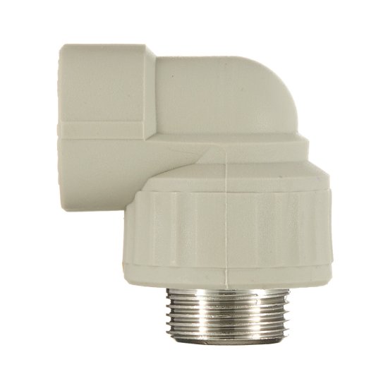 Угол полипропиленовый Valfex комбинированный 25 мм х 3/4 НР(ш) серый (10126025Г)