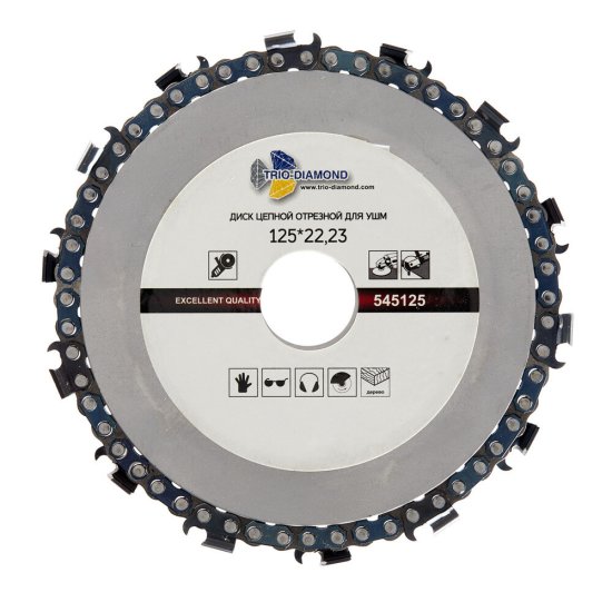 Диск пильный цепной по дереву для УШМ Trio-Diamond 125х22,2х4,5 мм (545125)